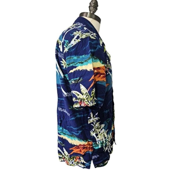 Men's Size M Wingo Hawaiian Button Shirt Short Sleeve Palm Trees Aloha - Picture 2 of 8